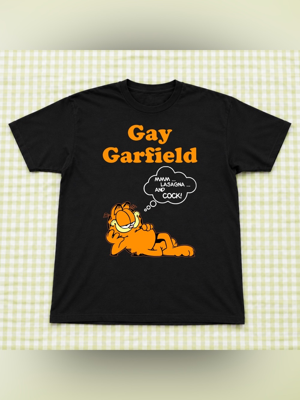 Gay Garfield Graphic Tee - Black and Orange Illustration Vintage